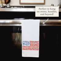 American Flag Floral Tea Towel