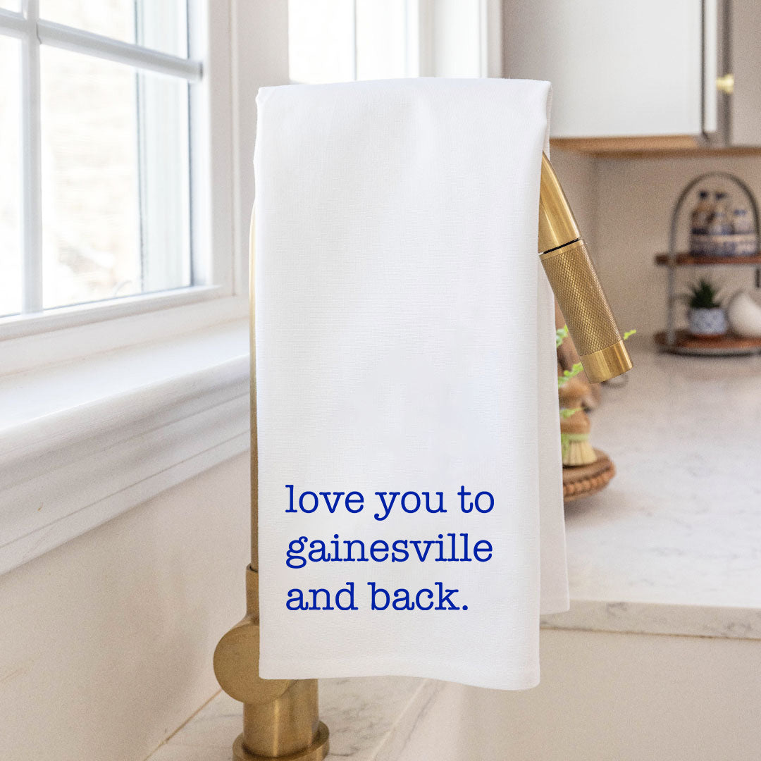 Love To Gainesville And Back Dark Blue Tea Towel