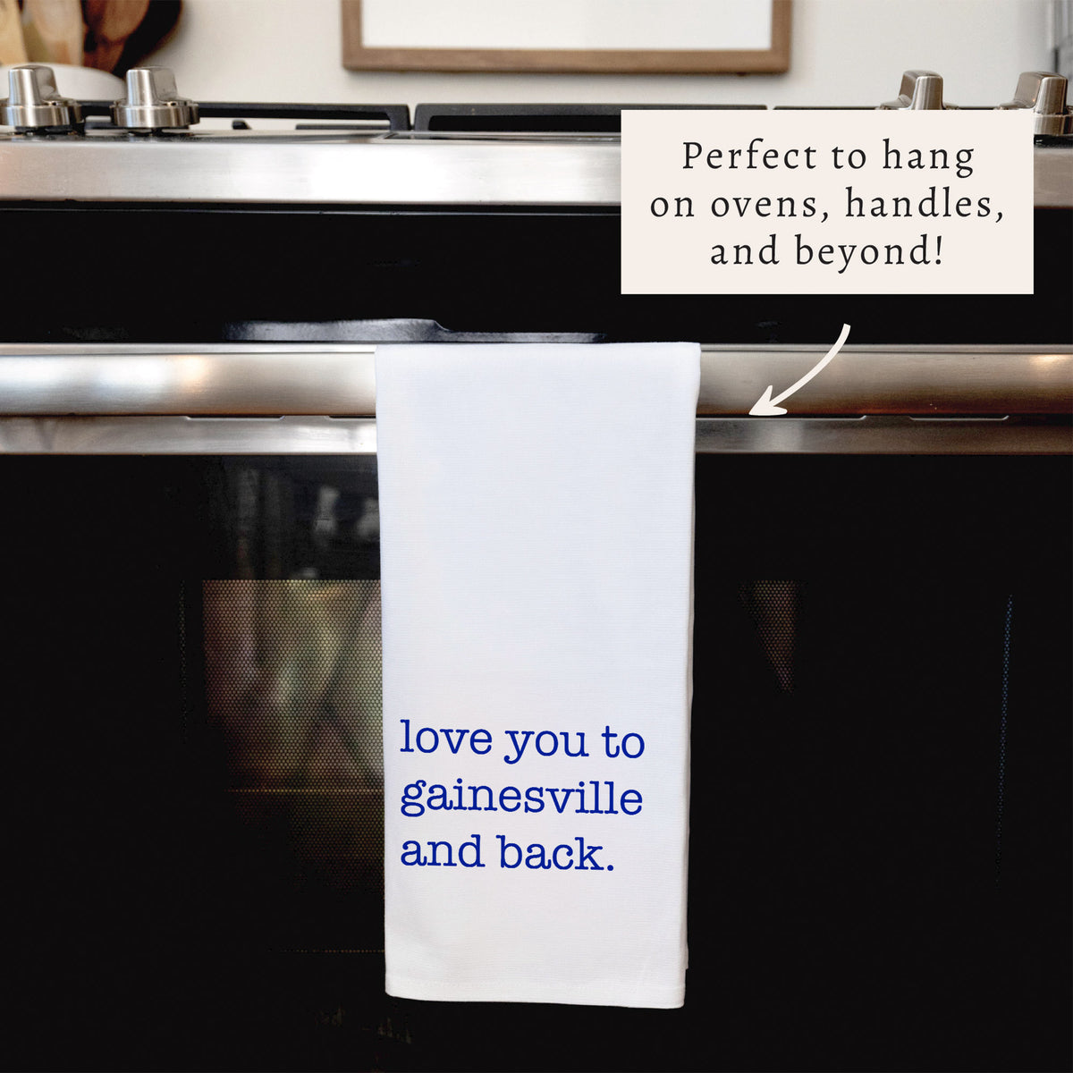 Love To Gainesville And Back Dark Blue Tea Towel