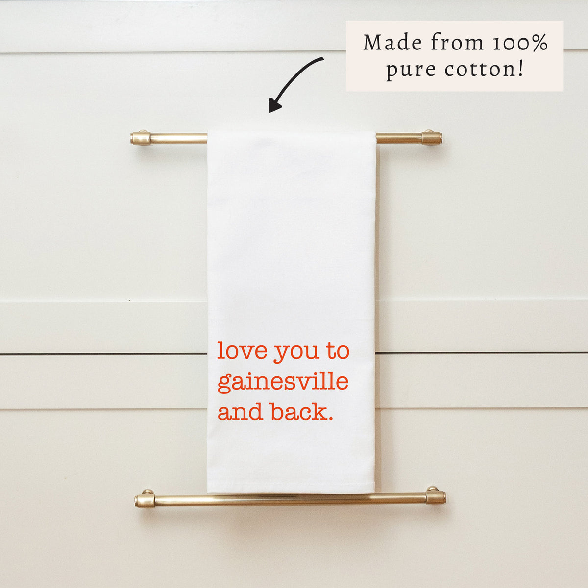 Love To Gainesville And Back Dark Orange Tea Towel