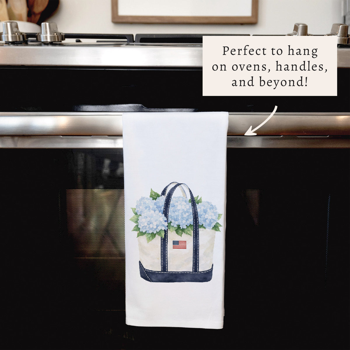 Hydrangea Flag Boat Tote Tea Towel
