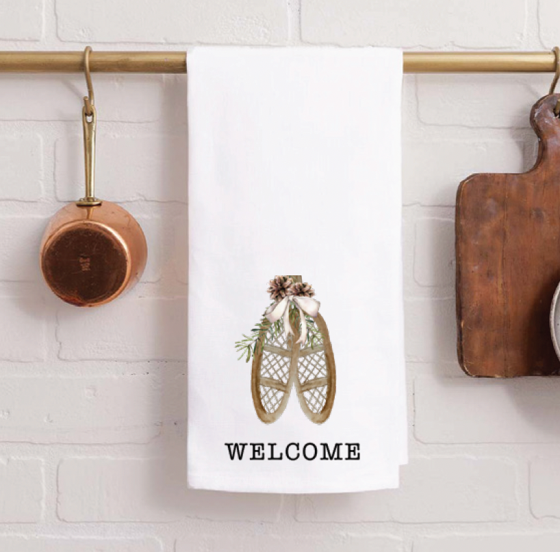 Snow Shoes Personalized Tea Towel