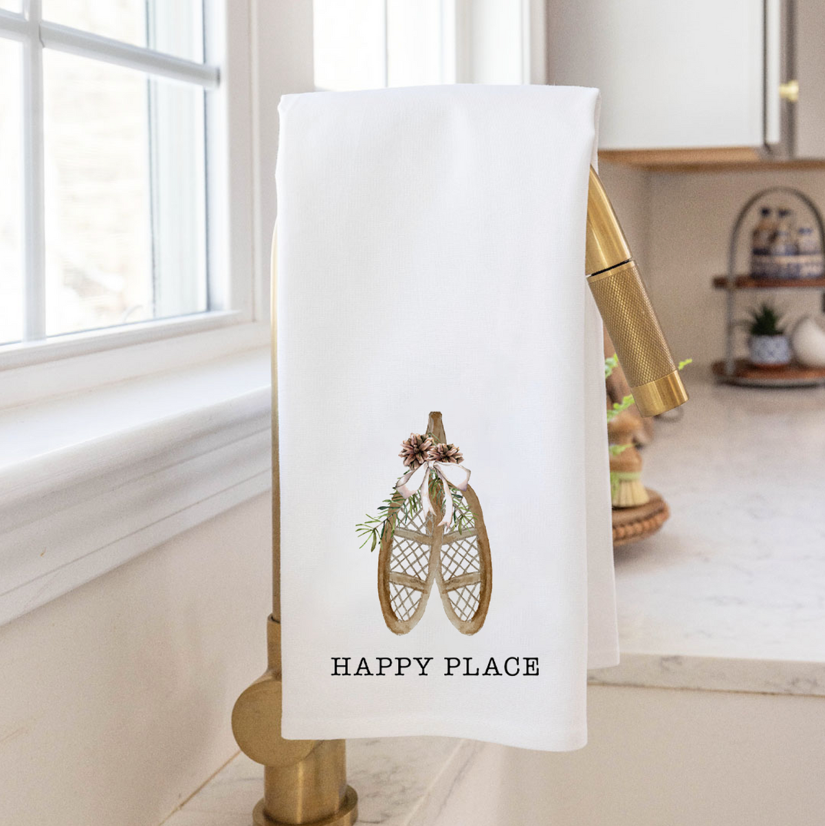 Snow Shoes Personalized Tea Towel