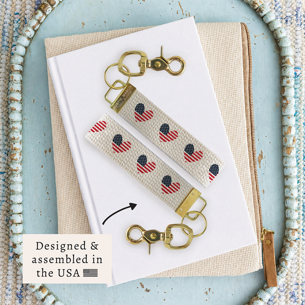 American Flag Heart Keychain