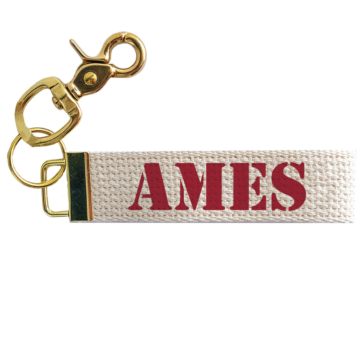 Ames Red Block Keychain