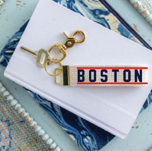 Red and Blue Boston Keychain
