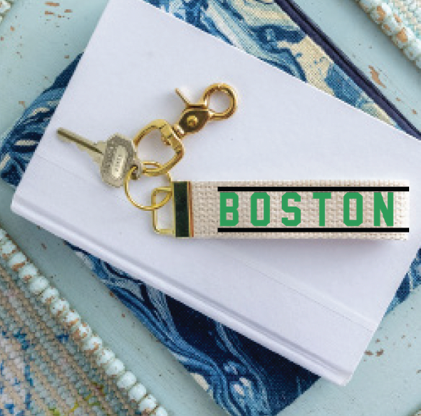 Green and Black Boston Keychain
