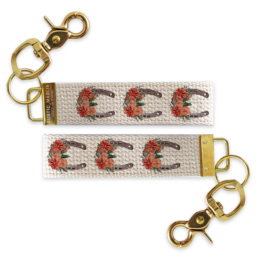 Horseshoe Floral Keychain