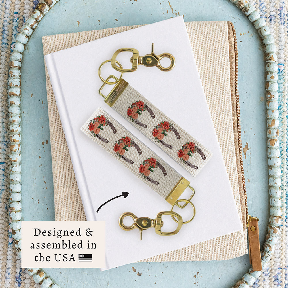 Horseshoe Floral Keychain