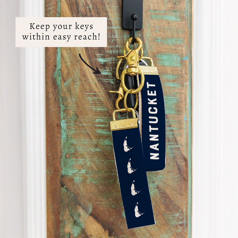 Navy Nantucket & Silo Keychain