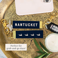 Navy Nantucket & Silo Keychain