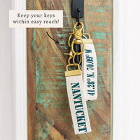 Nantucket Coordinates Nautical Blue Keychain