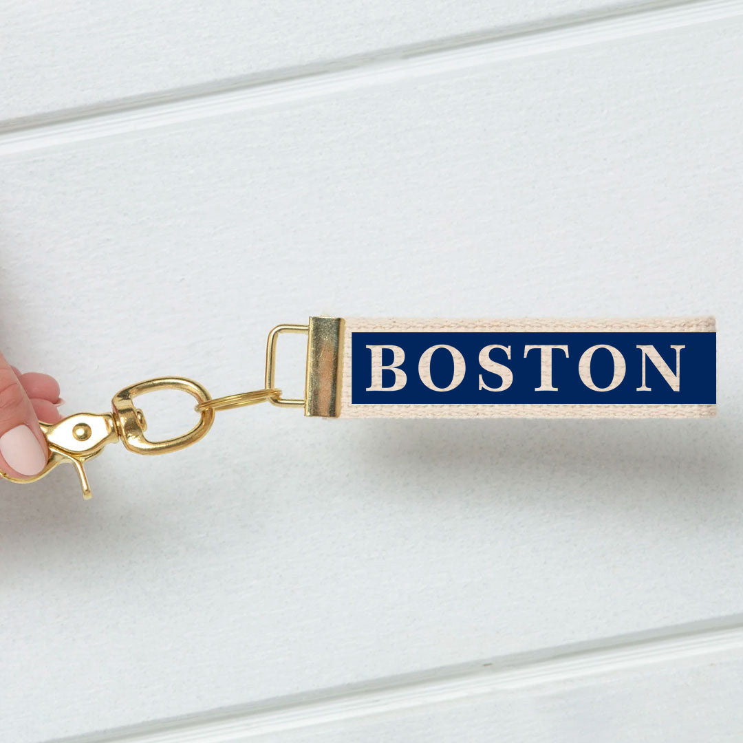 Navy Boston Keychain