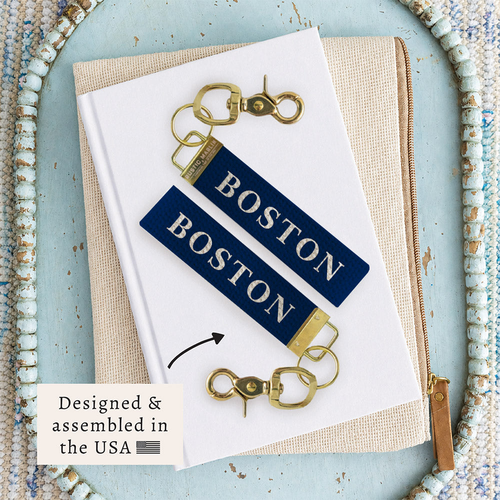 Boston Navy Keychain