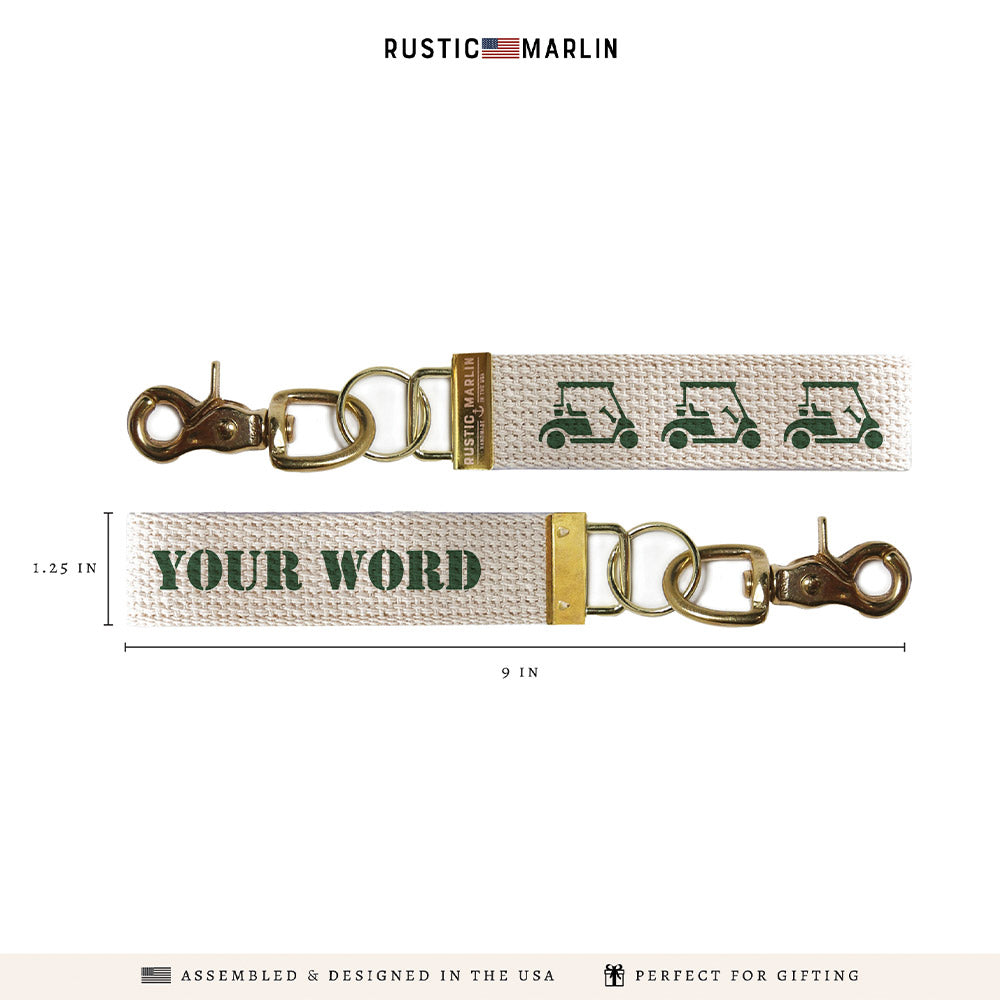 Golf Cart Fern Personalized Keychain
