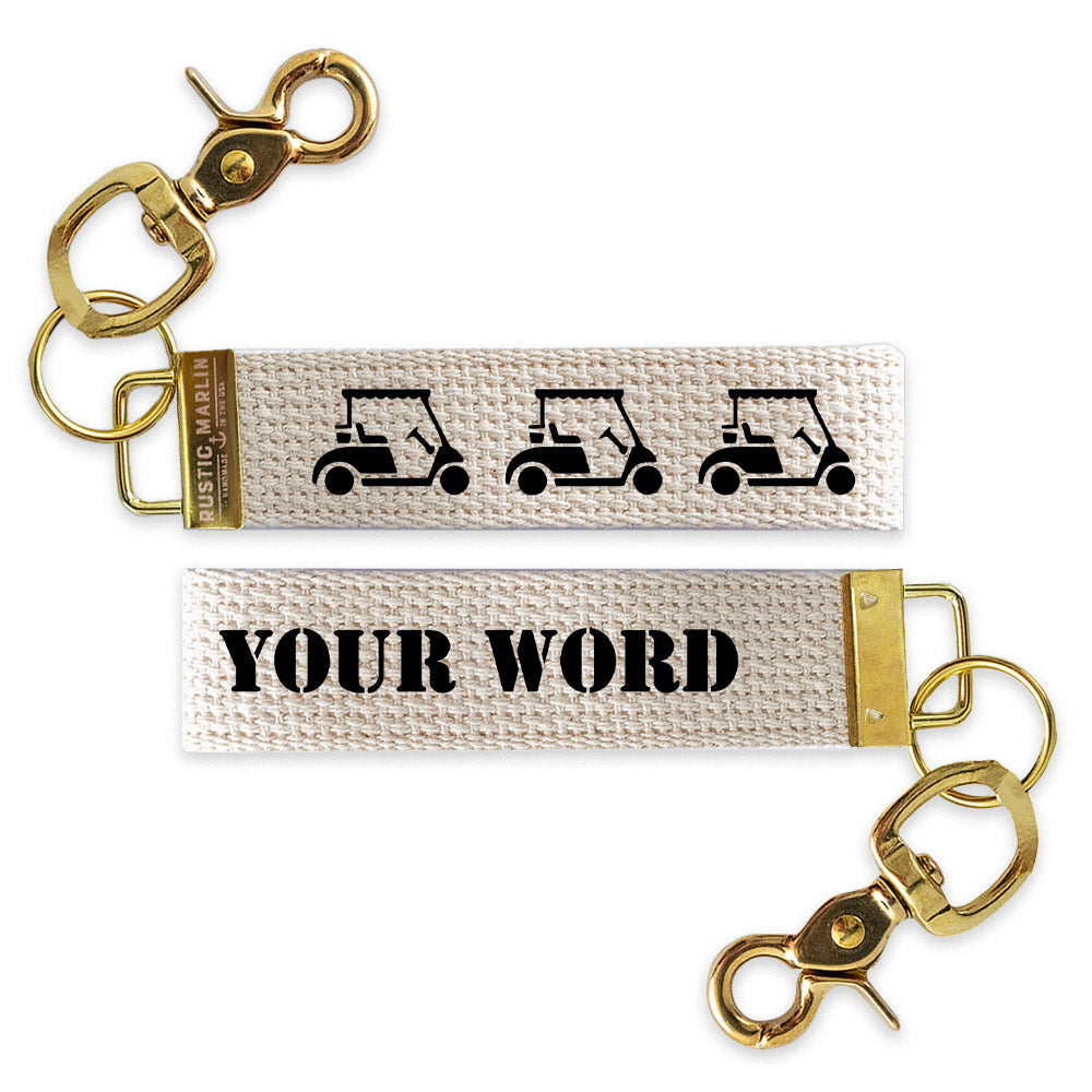 Golf Cart Black Personalized Keychain