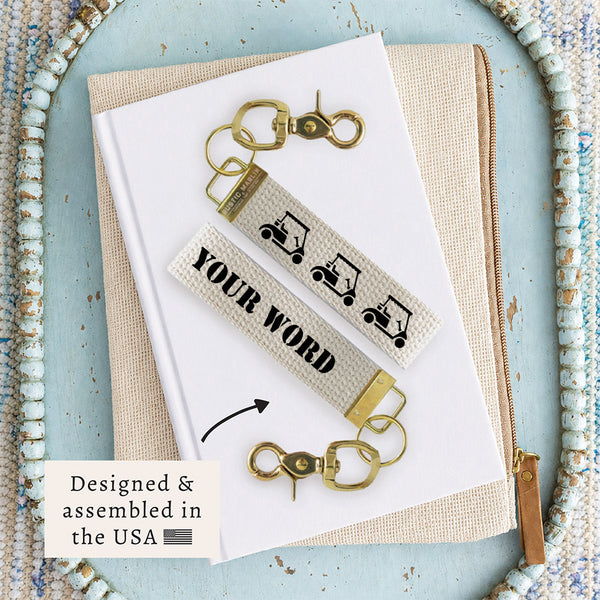 Golf Cart Black Personalized Keychain