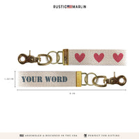 Hearts Fuschia & Gray Personalized Keychain