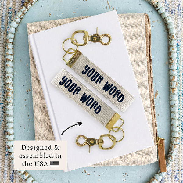 Playful Navy Personalized Keychain