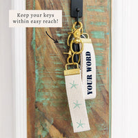 Starfish Aqua & Navy Personalized Keychain