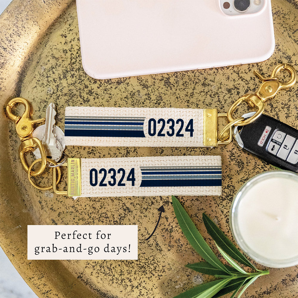 Zip Code Stripes Personalized Keychain