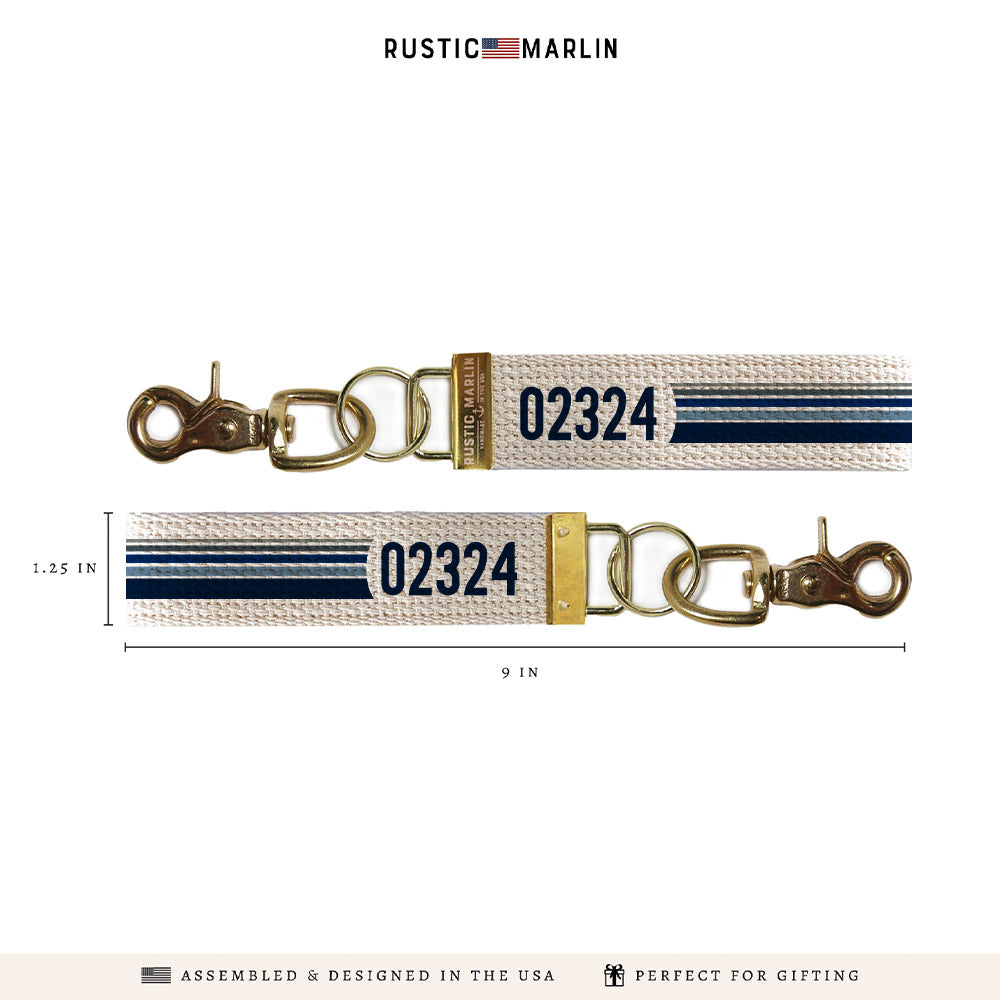 Zip Code Stripes Personalized Keychain