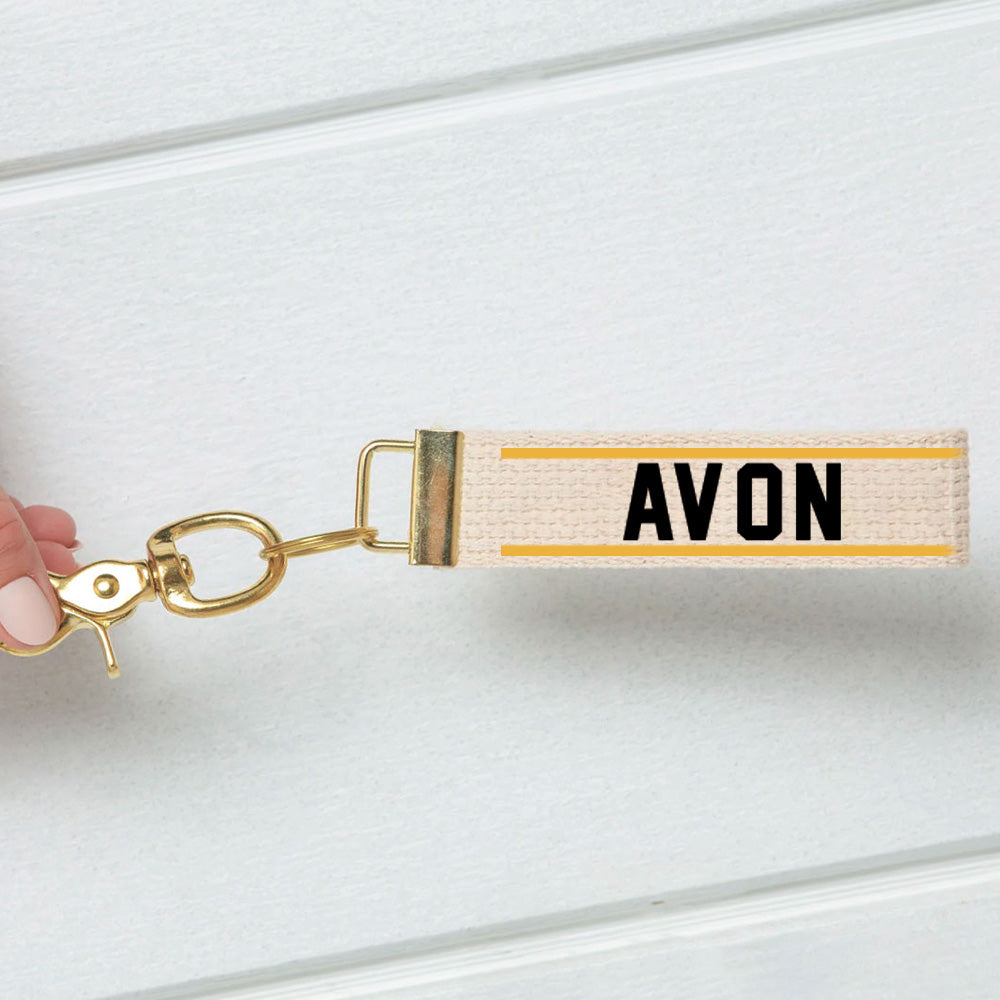 Personalized Black and Gold Keychain