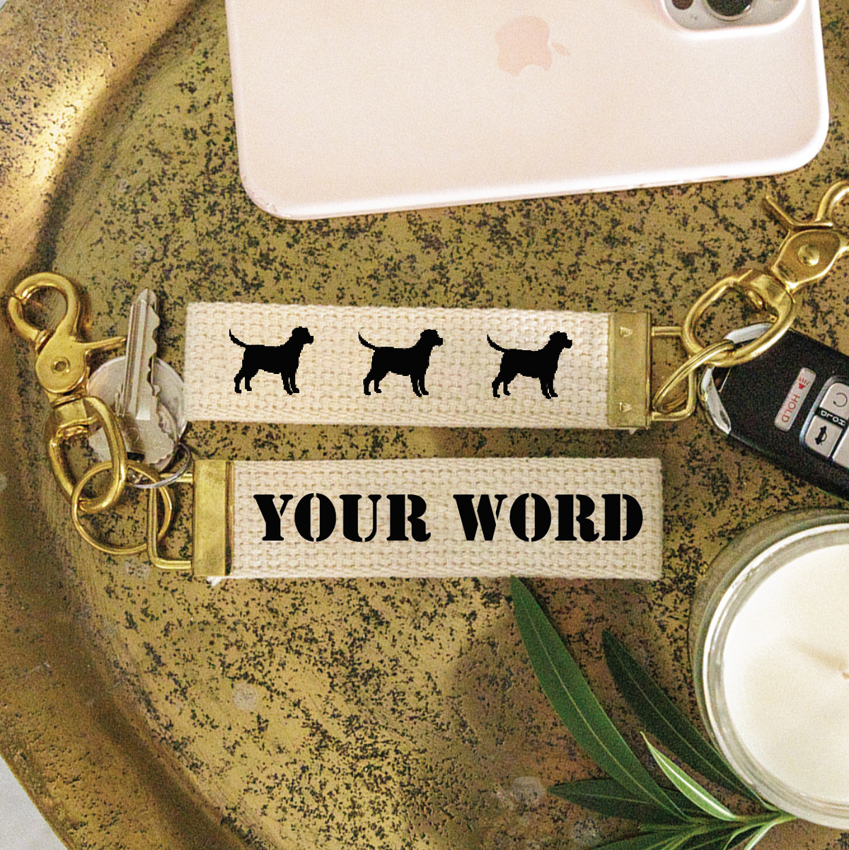 3 Dog Personalized Keychain