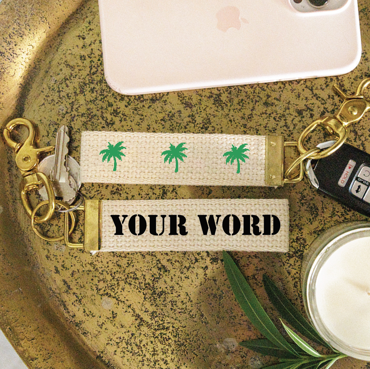 Personalized 3 Palm Tree Keychain