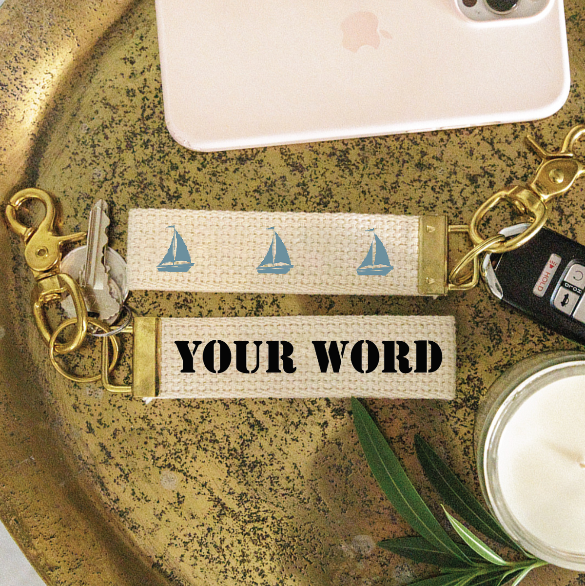 Personalized 3 Sailboat Keychain