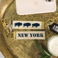 Your Word Navy Buffalo Icon Personalized Keychain