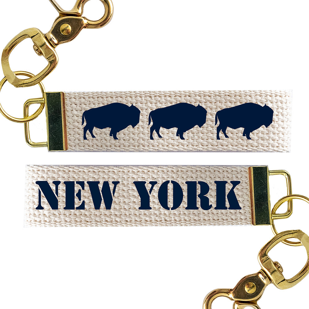 Your Word Navy Buffalo Icon Personalized Keychain