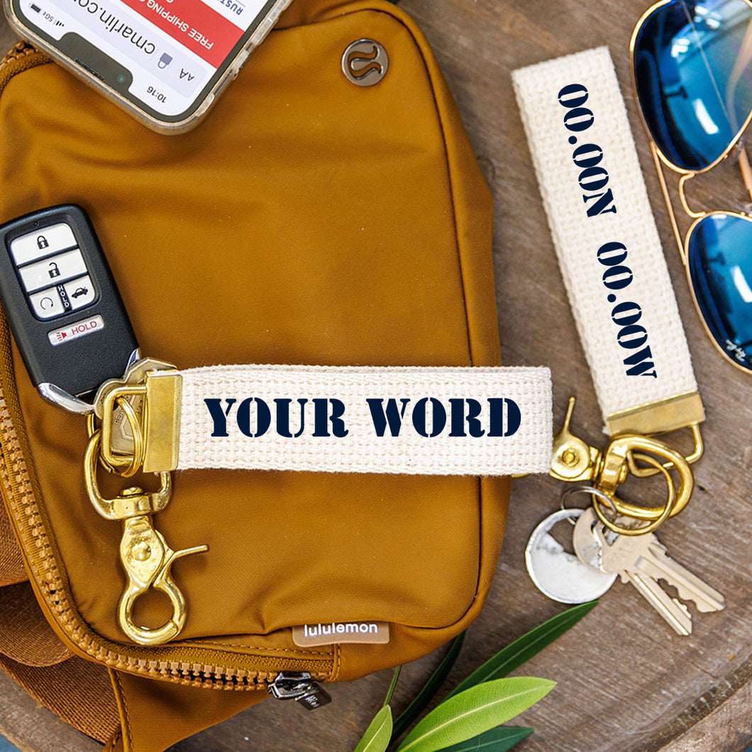 Your Word + Coordinates Keychain