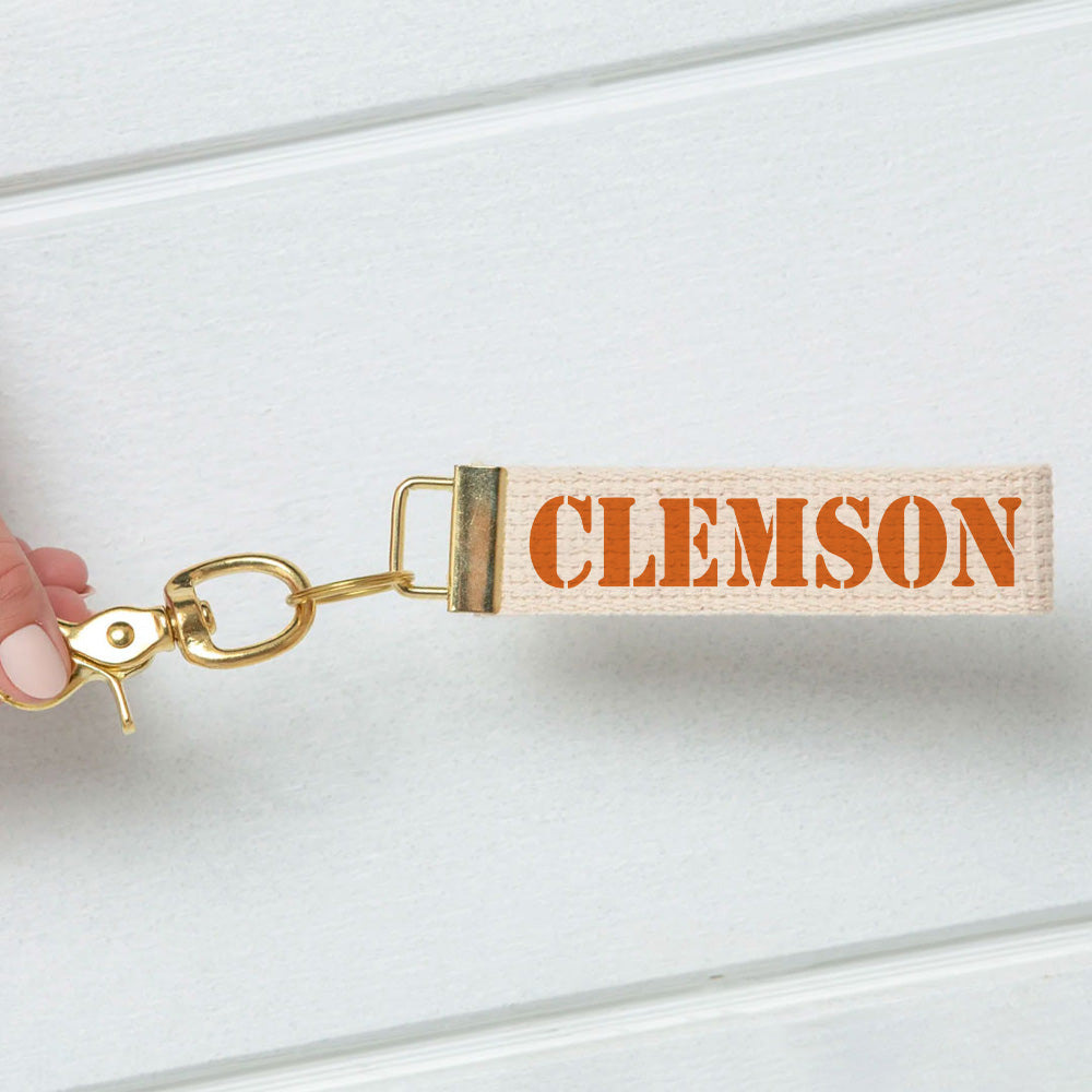 Clemson Stencil Keychain