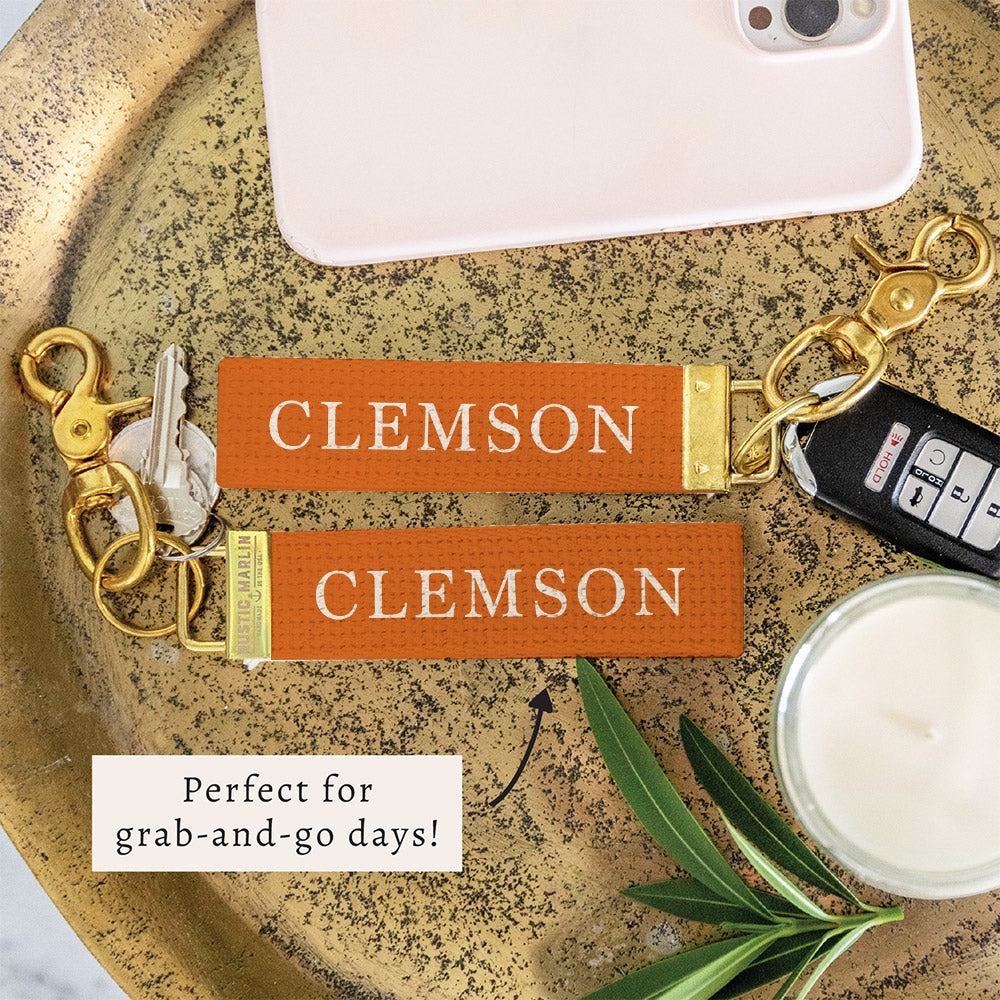 Clemson Block Keychain