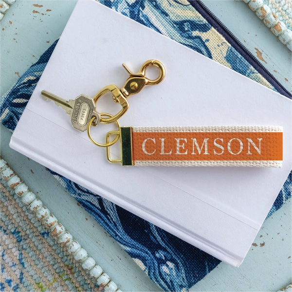 Clemson Block Keychain