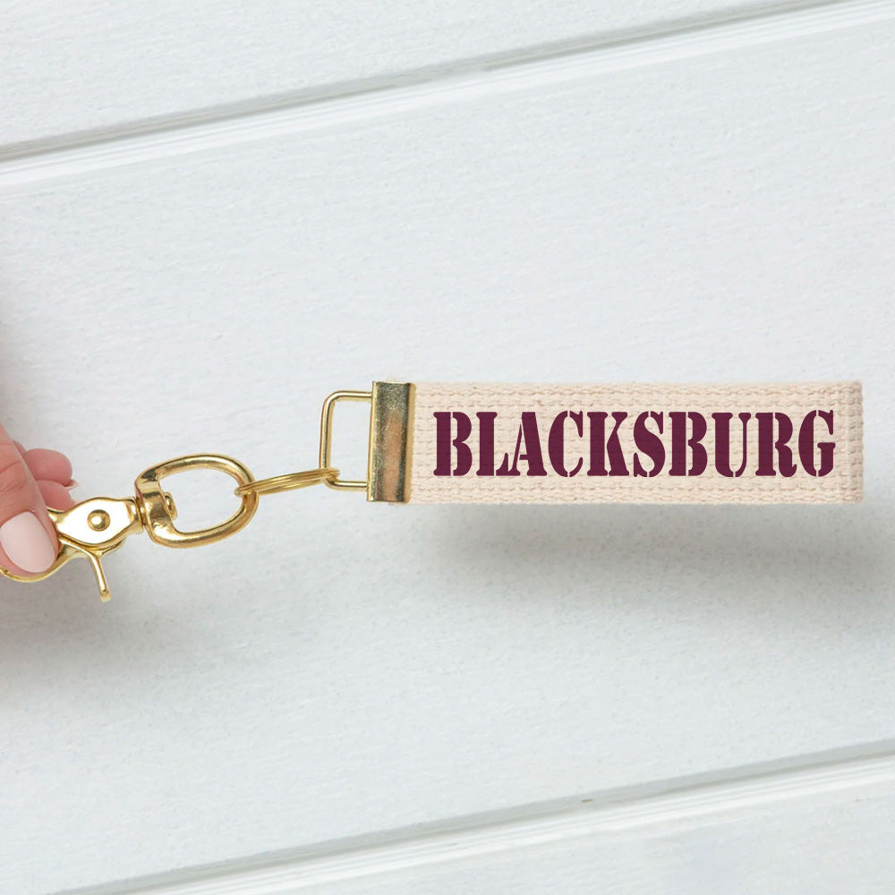 Blacksburg Maroon Letters Keychain