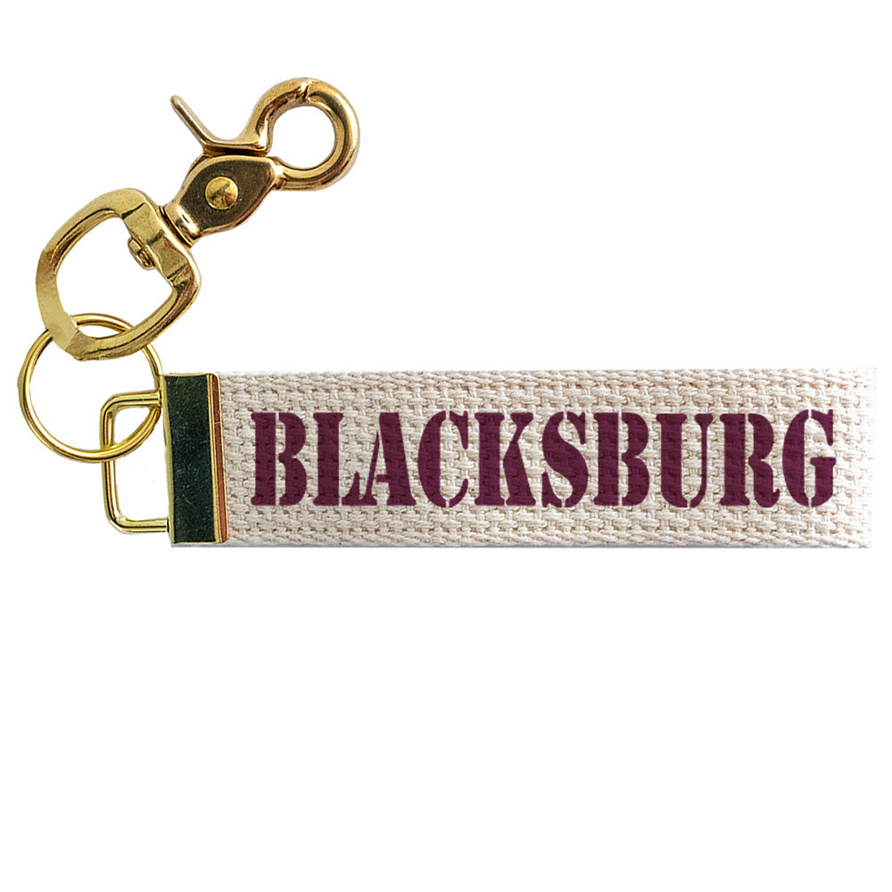 Blacksburg Maroon Letters Keychain