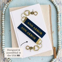 Ann Arbor Black Background Keychain