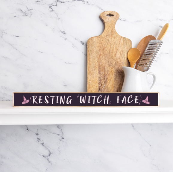 Resting Witch Face Halloween Skinny Sign