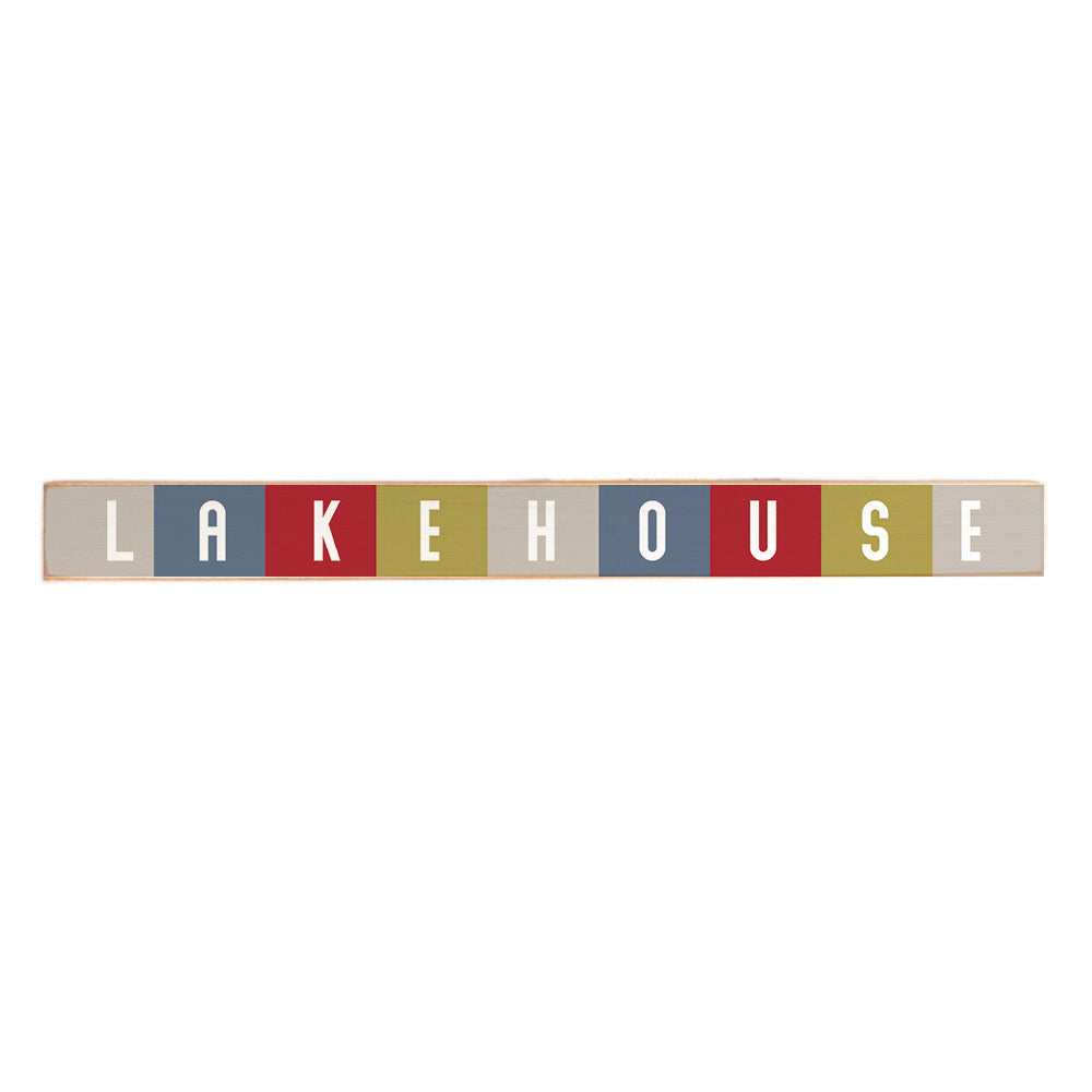 Lake House Color Block Skinny Wooden Sign