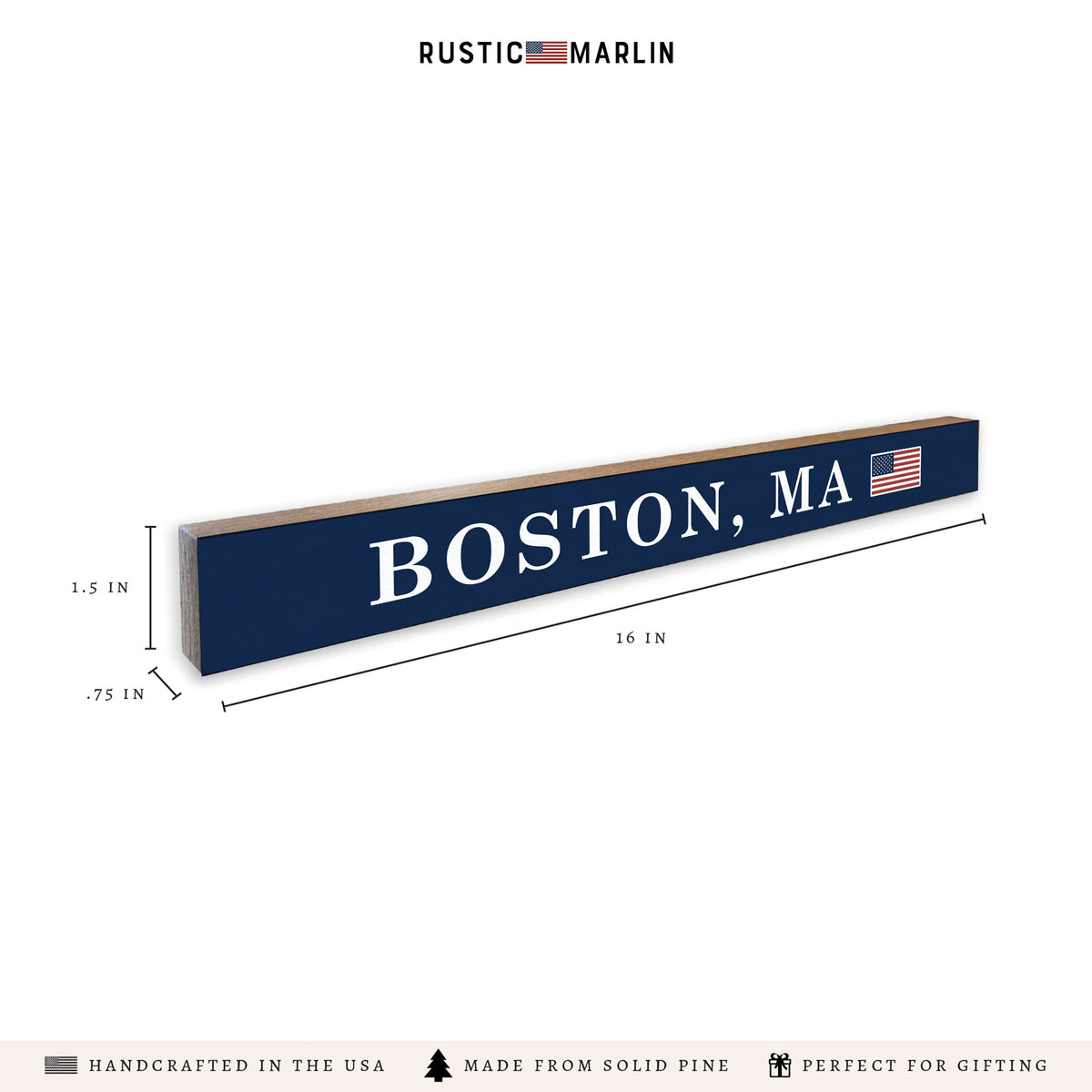 Boston MA American Flag Skinny Sign