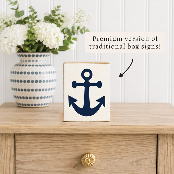 Anchor Wooden Block | Coastal Decor | Nautical Sign