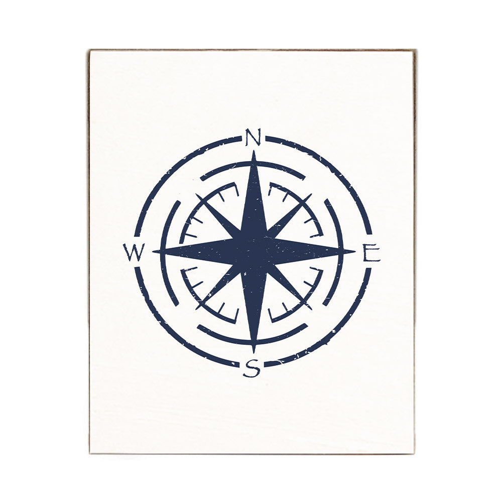 Navy Compass Block Sign