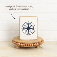 Navy Compass Block Sign