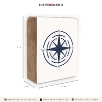 Navy Compass Block Sign