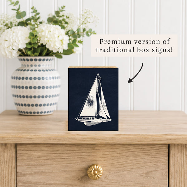 Sketched Sailboat Block Sign