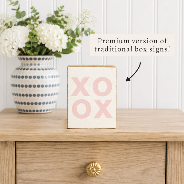 Blush XOXO Block Sign