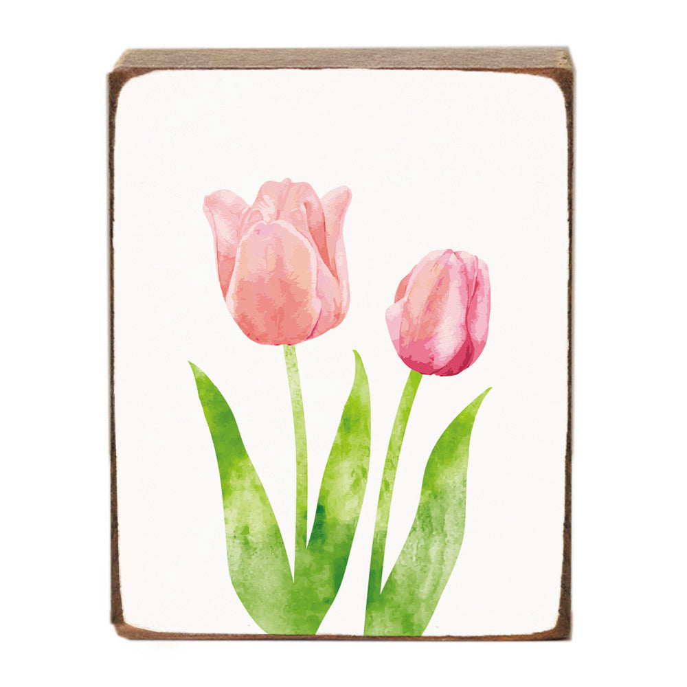 Tulips Decorative Wooden Block