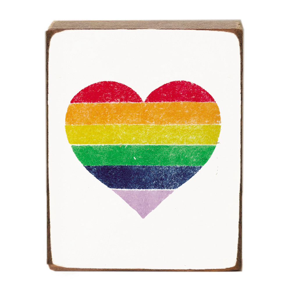 Rainbow Heart Wood Block